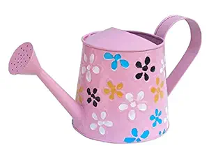 Royal baskets 2 litres Hand Painted Metal planters Round Watering Can - Rust Free Home Decor Gifting, Garden, Gardening, Tools ( Pack of, 1 ,Color Pink)