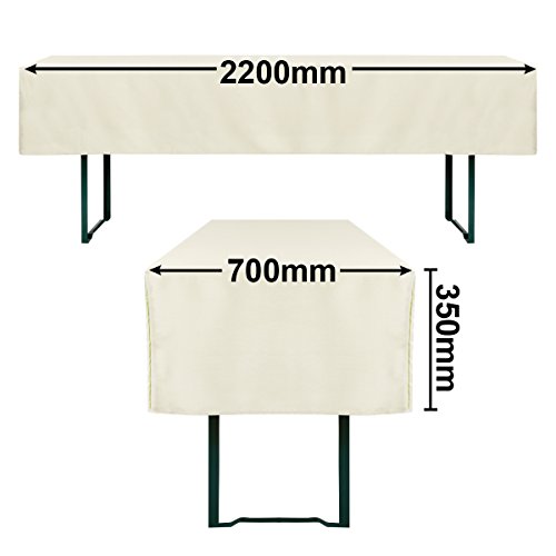 Gräfenstayn Biertischhusse Valentin 5er Set für Bierzeltgarnitur mit Sitzauflagen -70cm oder 50cm Tischbreite- Bierbankhussen (70 x 220 cm, Creme) - 3