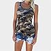 Produktbild Swallowuk Tank Top Damen Sommer Ärmellos Rundkragen Camouflage Mode Casual Vest T-Shirt Oberteile (5XL, Grün)