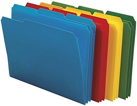 Smead Poly File Folder, 1/3-Cut- Tab Letter Size, Assorted Colors, 24 per Box (10500)
