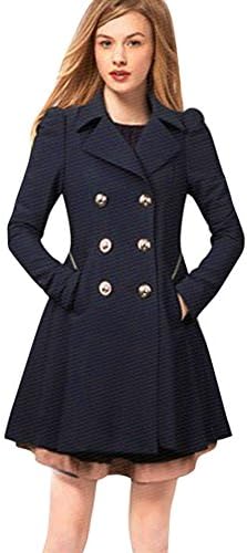 LILICAT Womens Overcoat, Fashion Women Coats, Women Long Parka Coat Lapel Neck Outwear Winter Warm Trench Jacket Coats Double breasted Slim (Navy, Size:L)