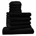 Produktbild Gallant 9 tlg. Handtücher Set schwarz 1 Badetuch Duschtuch 70x140 cm 4 Handtücher 50x100 cm 4 Waschhandschuhe Badehandtuch Handtuch Frottee Qualität 100 % Baumwolle Handtuch-Set schwarz uni