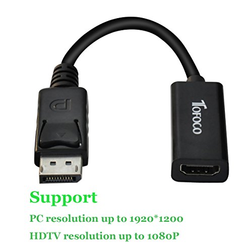 DP auf HDMI Aktive Adapter, TOFOCO DisplayPort Stecker zu HDMI Buchse mit Audio Konverter Full 1080P HDTV Adapter für PC, Laptop, Macbook – Schwarz - 4
