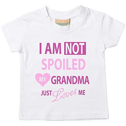 I'm Not Spoiled My Grandma Just Loves Me Girls Tshirt Baby Toddler Kids Available in Sizes 0-6 Months to 14-15 Years Grandaughter