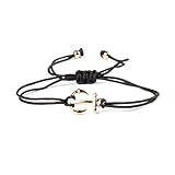 Good.Designs Anker Armband für Damen - Größenverstellbare Textil Ankerarmkette mit Geschenkverpackung - Handmade (Schwarz - Rosé)