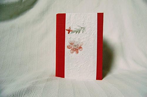 Orange Notebook, Linen spine, Natural Floral Inclusion, A5, 8.5*5.5in, Tactile Paper, 120gsm, 160pg, writing/drawing/sketching/blank