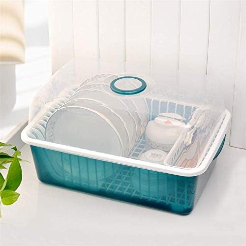 OOFAYWFD Multi-function Dish Drying Rack with Lid Drain Basket Kitchen Accessories Drain Rack Tableware storage Dish Rack Drying Rack Dish Holder,Green