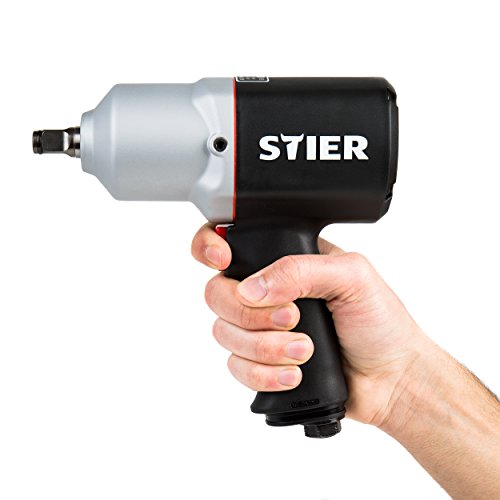 STIER Schlagschrauber I Druckluft-Schlagschrauber 15-PC 1/2 I Stecknippel 1/4 I Hochleistungs-Stift-Schlagwerk I Max. Drehmoment von 1.054 Nm I 3 Geschwindigkeitsstufen - 2