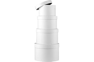 OAIRSE Boîte cadeau ronde avec couvercle,Boîte à bijoux en papier,Petites boîtes de rangement pour chapeaux de fleuriste,Lot de 4 tailles assorties,Boîte décorative pour cadeaux, travaux manuels,Blanc