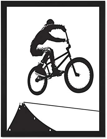 Wee Blue Coo Painting Illustration Sport Bmx Bike Bicycle Juair Rablack White Large Framed Art Print Poster Wall Decor 18x24 inch
