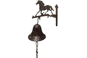 ZEITZONE Timbre para puerta de caballo, estilo rústico, hierro fundido, estilo rústico, estilo rústico, color marrón