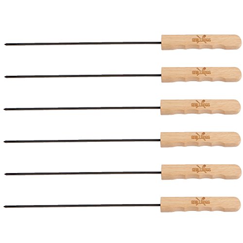 44cm Edelstahl Grillspieße – Massivholzgriff – 6er Pack – Perfekt für Profiqualität von Grill Hogs