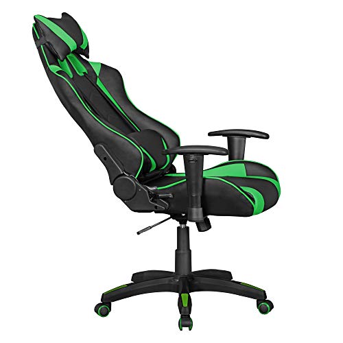 FineBuy GOAL – Gaming Chair mit Kunstleder | Schreibtisch-Stuhl in Leder-Optik | Design Racing Chefsessel mit Armlehne | Gamer Bürostuhl mit Racer Sport-Sitz und Kopfstütze | Drehstuhl in Race-Optik - 3