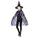 Produktbild Tellaboull for Gold Red Purple Cape, Happy Halloween, Magier Kostüm, Umhang Cape, Robe und Hut, für Junge Mädchen Geschenke