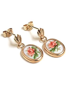 9ct Gold Limoges Stil Drop Ohrringe