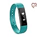 Produktbild TOKSUM® ALFA® Slim Fitness Tracker Smart Wristband | Wearable Touch Screen Activity Tracker Pedometer-Uhrenarmband mit Schlaf-Monitor | Für Kinder, Frauen und Männer | Für iPhone & Android (Teal)