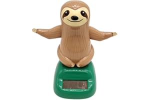 URFEDA Cute Sloth Car Ornaments Toys Figures Bobblehead Car Interior Dashboard Decoration Car Shake His Head Sloth Figurine Solar Moving Car