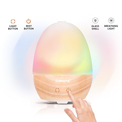 Tomons Aroma Diffuser aus Echtholz, Aromatherapie Diffusor für ätherische Öle mit integrierter LED-Beleuchtung (6 Farben), augrund leisen Betriebs für Wellness, Yoga und Schlafzimmer geeignet - 2