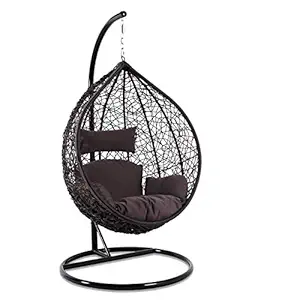 CITE Swing Chair || Leaf Single Seater || Swing Chair with Stand & Cushion & Hook Outdoor || Indoor || Outdoor || Living Room || Balcony || Garden || Patio || Home Improvement (Standard) (Brown)