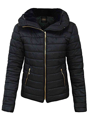 Love My Fashions® Mujer Parka Chaqueta Acolchada Puffer Burbuja with Faux Fur Fitted Collar Señoras Quilted Capucha Manga Larga Dobladillo Curvo Winter De Punto Zip Up Warm Coat Vacaciones De Viaje