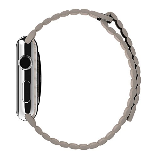 38/42 mm Apple Watch Bands Echt Leder Schlaufe iWatch Band Schlaufe, mit Magnet Schnalle Lock Ersatz Band für Apple Watch Alle Modelle - 4