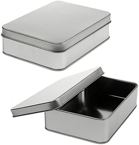 YOUHONG® 2Pack Storage Survival Tin Silver Mini Small Blank Organized Metal Boxed for Tobacco Earphone