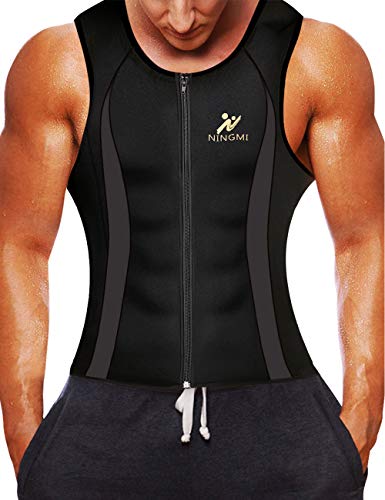 NINGMI Hommes Gilet De Sudation Sauna Néoprène Debardeur Sweat Minceur Gilet pour La Perte De Poids, Noir-2, M