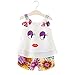 Internet Baby Girl Summer Clothing Sets Chiffon Vest Top + Floral Short Pants under 4 Years Old (80/1-2 years old, Orange)