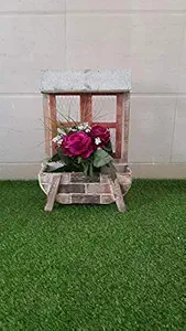 Wonderland European Vintage Window Design Wooden Hanging Wall Planter for Garden D