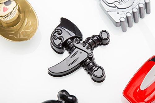 ToyZe 6 Piece Pirate Set Sand Toys, Pirate Beach Bucket Set, Create Pirate Sand Molds at the Beach Packed in Large 7 Inch Beach Pail