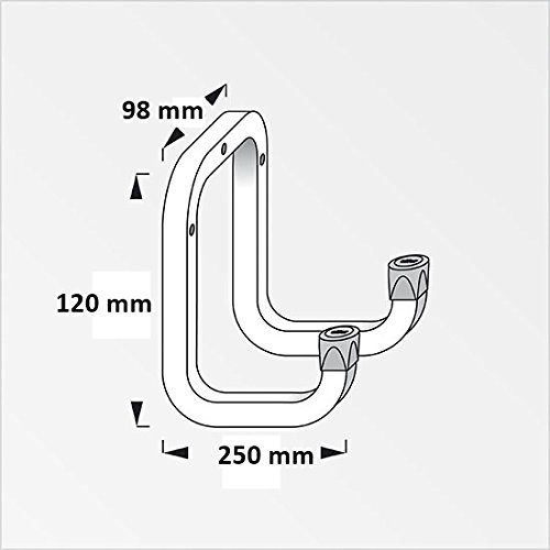 GedoTec® PROFI Gerätehaken DUO Doppel-Wandhaken Schraubhaken Allzweckhaken Haken Stahl verzinkt | Tiefe 250 x Höhe 120 x Breite 98 mm | Tragkraft 40 kg | Markenqualität für Ihren Wohnbereich - 3