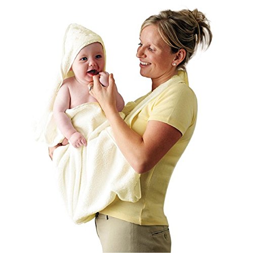 Clevamama Extra Large Hooded Baby Towel and Apron Wrap - Cream