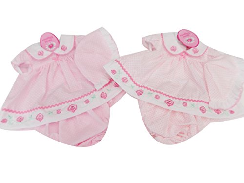 BNWT Reborn tiny baby girls summer roses dress knickers & hat (3-5lb, Pale pink)