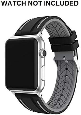 Brain Freezer D10 Replacement Silicone Watch Strap for Apple iWatch Band Series 4 40mm Black Grey (Watch Not Included)