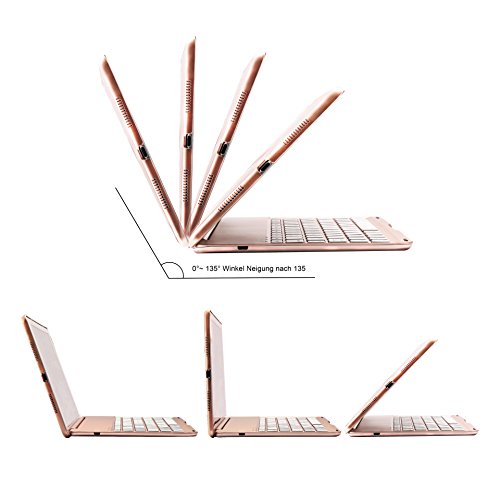 Deutsch iPad Pro 9.7 Tastatur, iEGrow Ultra-Thin iPad Hülle mit 7 Farben LED-Hintergrundbeleuchtung Bluetooth-Tastatur für Apple iPad Pro 9,7 Zoll Rose Gold [QWERTZ deutsches Tastaturlayout] - 4