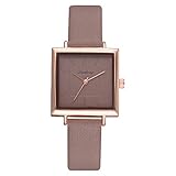 Armbanduhr Damen Ronamick Mode Frauen Handgelenk Leder Uhr Luxus Quarz Edelstahl Armbanduhr Armband Uhr Uhren (Kaffee)