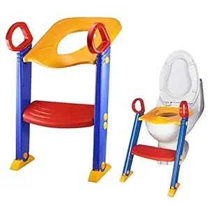 LWVAX Potty Ladder,Foldable Potty Training Seat Chair with Step Stool Ladder, Non-Slip Toilet Potty Stand and Ladder for Kids