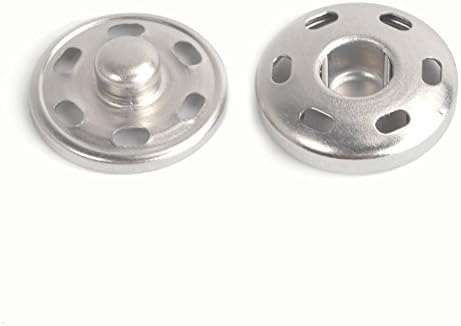 Snap Fasteners Poppers Press Studs Sew-On Buttons Sewing Rivet For Clothing and Accessories Adding Secure Closure to Jackets, Jeans, Bags, Straps Other Sewing Projects (30mm Silver 5 Sets)