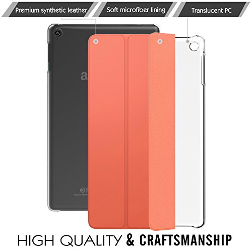 MoKo Hülle für All-New Amazon Fire HD 8 Tablet (7th Generation – 2017 Modell) – Ultra Slim Lightweight Smart Cover mit Durchschaubar Rückseite Schutzhülle für das neue Fire HD 8, Orange - 3
