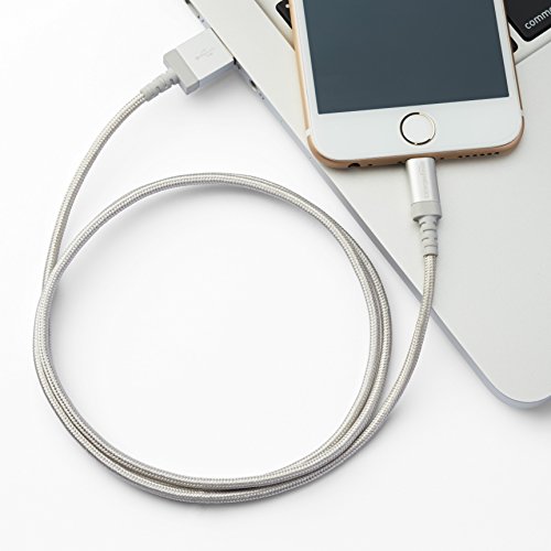 AmazonBasics Verbindungskabel Lightning-auf-USB-A, Nylon, geflochten, 0,9 m, zertifiziert von Apple, Silber - 4