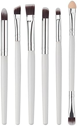 TimeSong Eyes Brushes,6 Pcs/set Pro Beauty Makeup for eyebrows,eyelashes,eyes and cheeks makeup Brushes Set Foundation Powder Eyeshadow Eyeliner Lip Blush Make Up Tools (White Silver)
