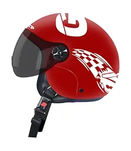 Steelbird PEP Gokart Open Face ISI Certified Helmet for Kids (X-Small 540 MM, Dashing Red)