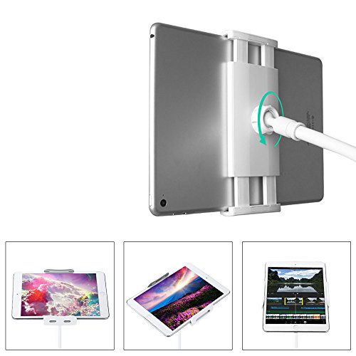 NuoYo Handy Halterung 360 Grad Drehbar Halter iPad Halterung Flexibel Winkel Tablet Ständer mit Schwanenhals,Gilt für 4 Zoll oder mehr Telefon und 10,6 Zoll für die meisten Tablet,für alle Apple-Tablet,Weiß - 9