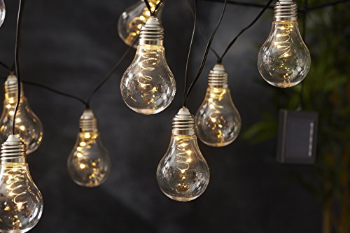 Hochwertige Party – Lichterkette SOLAR – Gesamtlänge 180 cm + 200 cm Zuleitung – ideal zur Beleuchtung von Pflanzen, Pergola , Mauern , Pavillon , Bäumen und Büschen – LED SOLAR LICHTERKETTE – mit 10 LED – Lampen und einem Solar – Panel – Solar Energy – Für den Innen- und Außenbereich geeignet – aus dem KAMACA-SHOP – In Weiß und Bunt erhältlich (Weiß) - 4