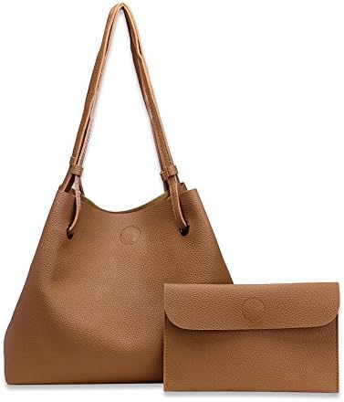 Womens PU Leather Handbags 2 PCS Set, Shoulder Tote Top Fashion Bags with Matching Wallet Purse , Satchel for Ladies Large Capacity