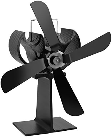 Heat Powered Stove Fan for Wood/Log Burner-4 blades 203CFM Whisper-Quiet Black