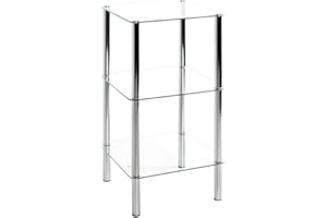 HAKU Möbel Scaffale cromo, Metallo, vetro di sicurezza - Dim. L 39 cm x A 77 cm x P 39 cm, Stile Moderno