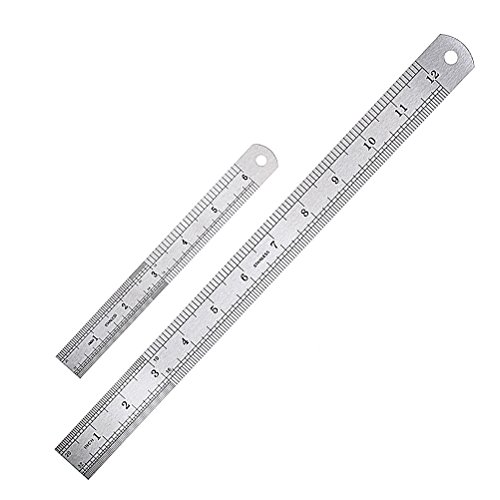 Meßlineal, sicai 2 x Edelstahl Metall Lineal 30,5 cm + 15,2 cm Lineal gerade Meßlineal