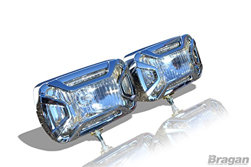 Bragan 2x 12v Rectangle Chrome Spot Lamps Compatible With Trucks Lorry Van 4x4 Car SUV Universal Light Accessories - BRA1044