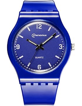 Kind] Quartz uhr,Student Freizeit Wasserdicht Watch Runde Rubber Pin buckle armband-K
